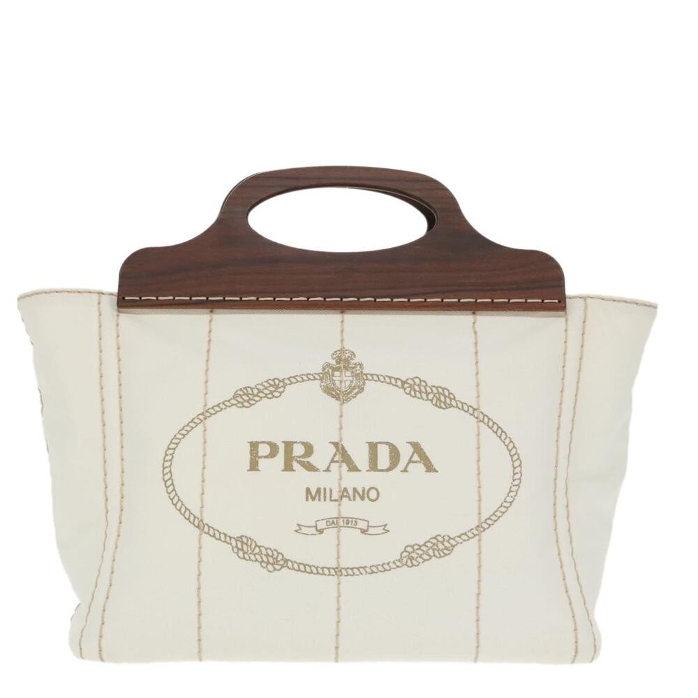 Prada Canvas Canapalage Handbag White